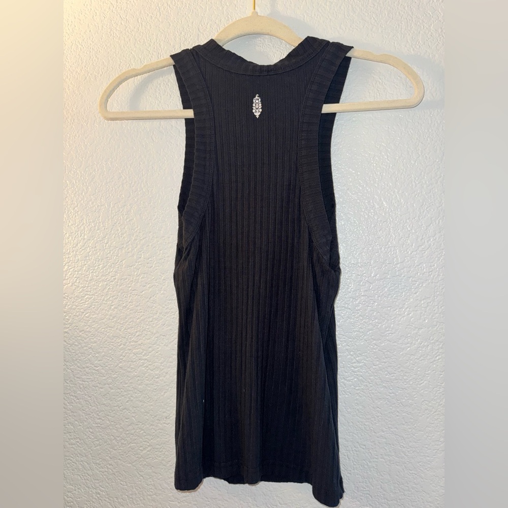 Free People FP Movement Blissed Out Black Tank Top Size M Large Ribbed Yoga - Picture 5 of 6